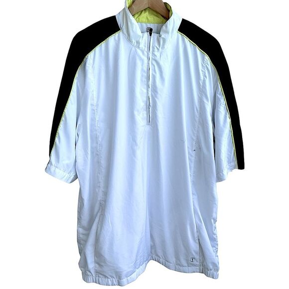 PGA Tour White & Yellow Quarter-Zip Windbreaker Jacket – Men’s XXL - Picture 2 of 14